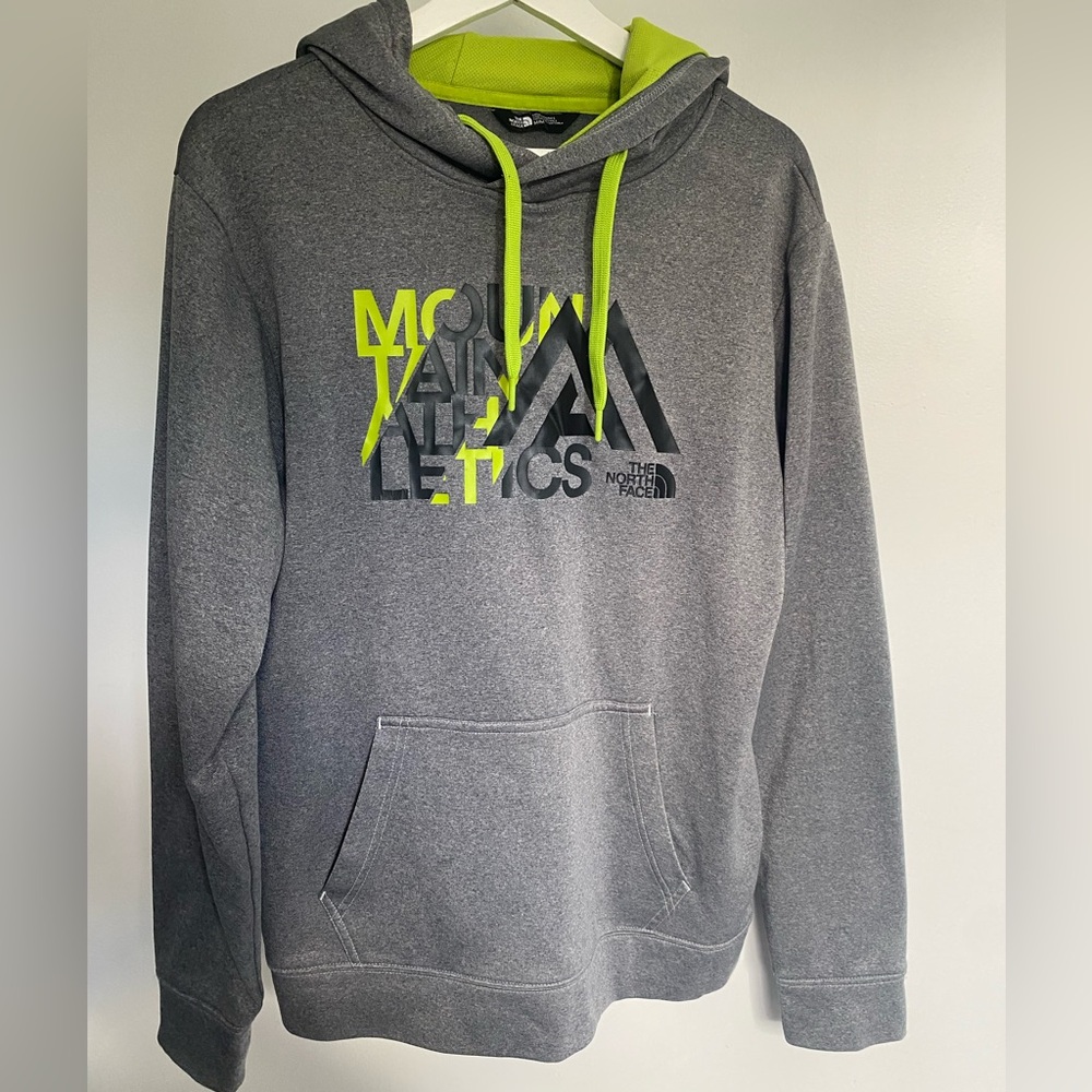 The North Face Gray Hoodie with Lime Accents